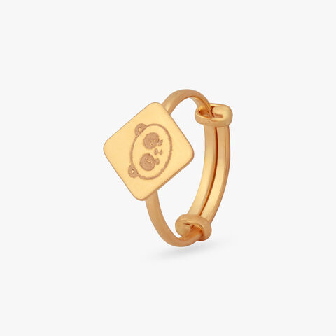 Playful Panda Gold Ring for Kids