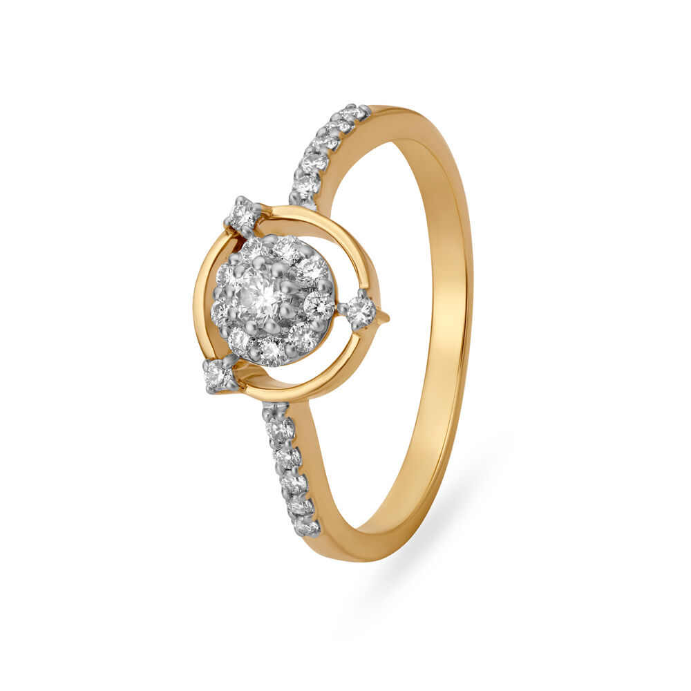 Elegant 18 Karat Yellow Gold And Diamond Finger Ring