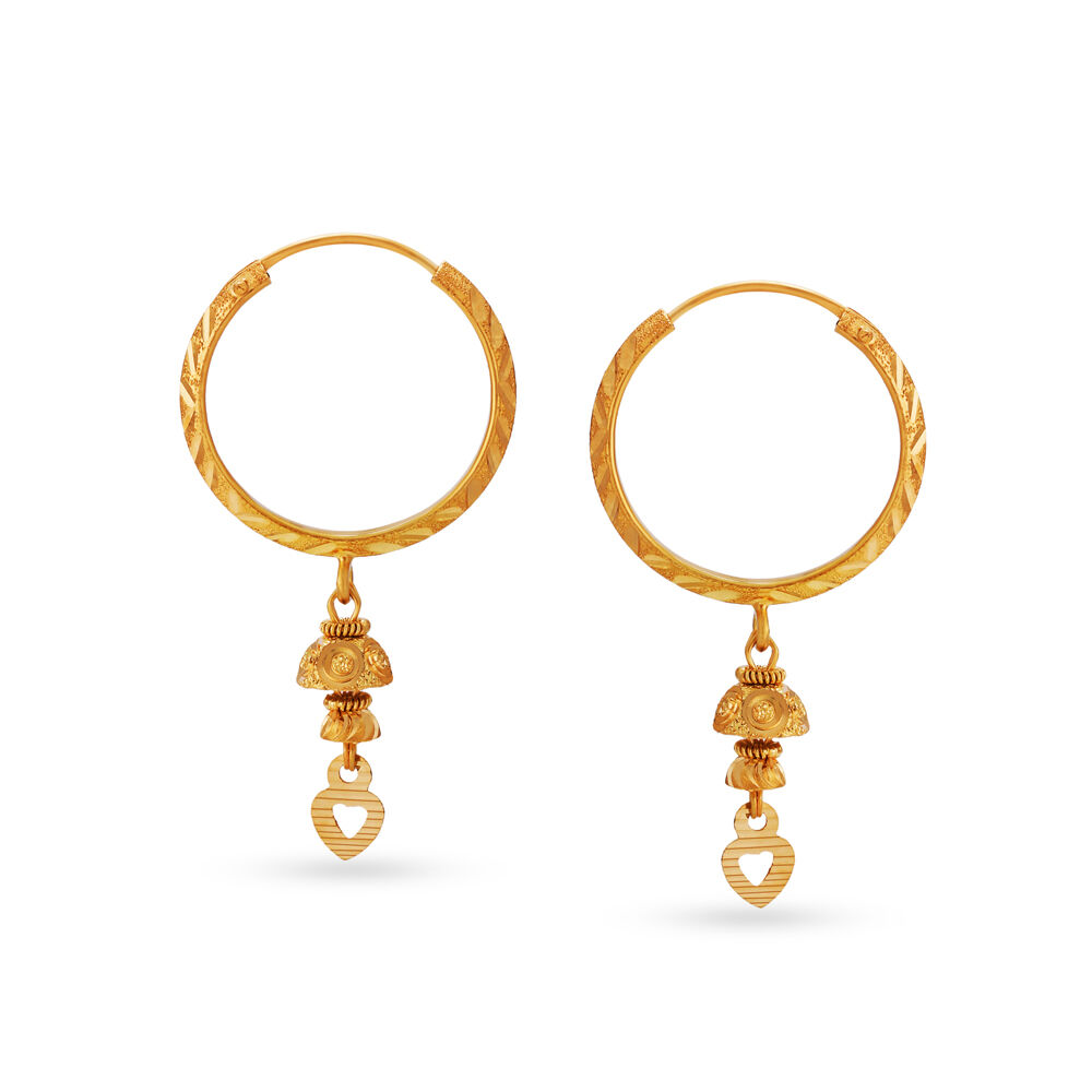 Alluring Heart Gold Hoop Earrings