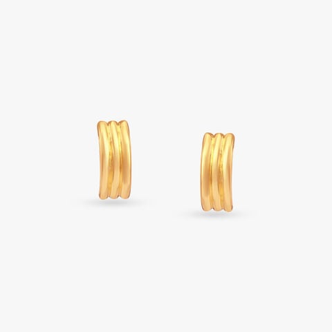 Triple Arc Gold Stud Earrings
