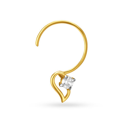 Leaf Inspired Gold and Diamond Nose Pin