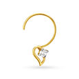 Leaf Inspired Gold and Diamond Nose Pin,,hi-res image number null