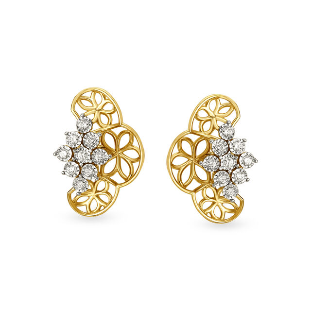 Surreal Diamond Stud Earrings in Yellow and White Gold,,hi-res image number null