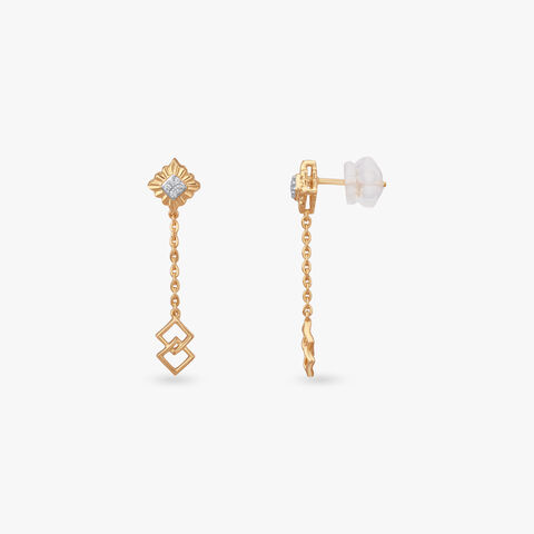 Floating Square Diamond Drop Earrings