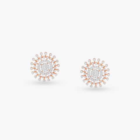 Solar Crown Diamond Stud Earrings