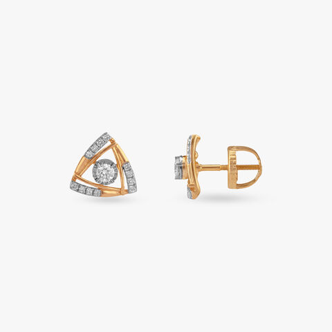 Triangle Sparkle Diamond Stud Earrings