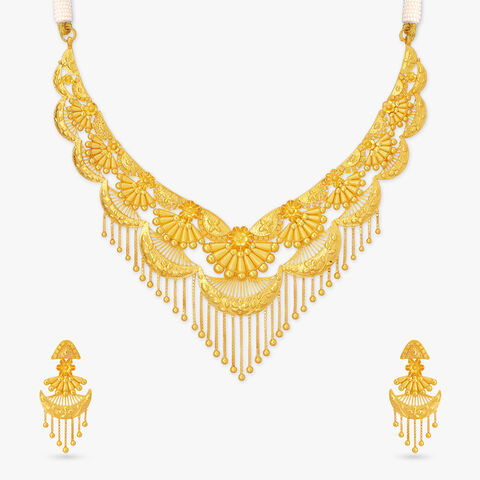Plume Frame Gold Necklace Set