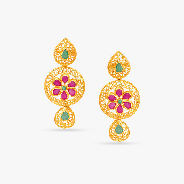 Traditional Emerald and Ruby Drop Earrings,,hi-res image number null
