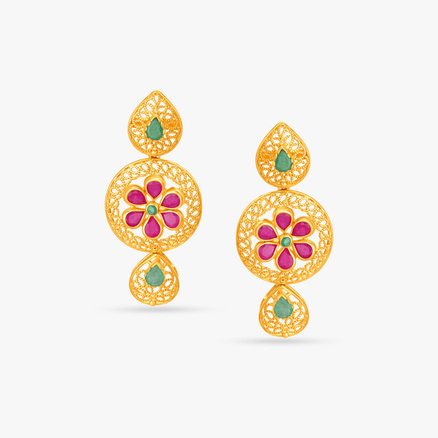 Traditional Emerald and Ruby Drop Earrings,,hi-res image number null