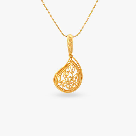Radiant Paisley Gold Pendant
