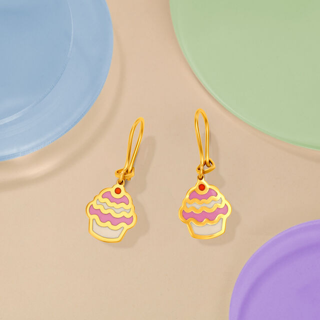 Splendid Ice Cream Pattern Gold Hoop Earrings For Kids,,hi-res image number null