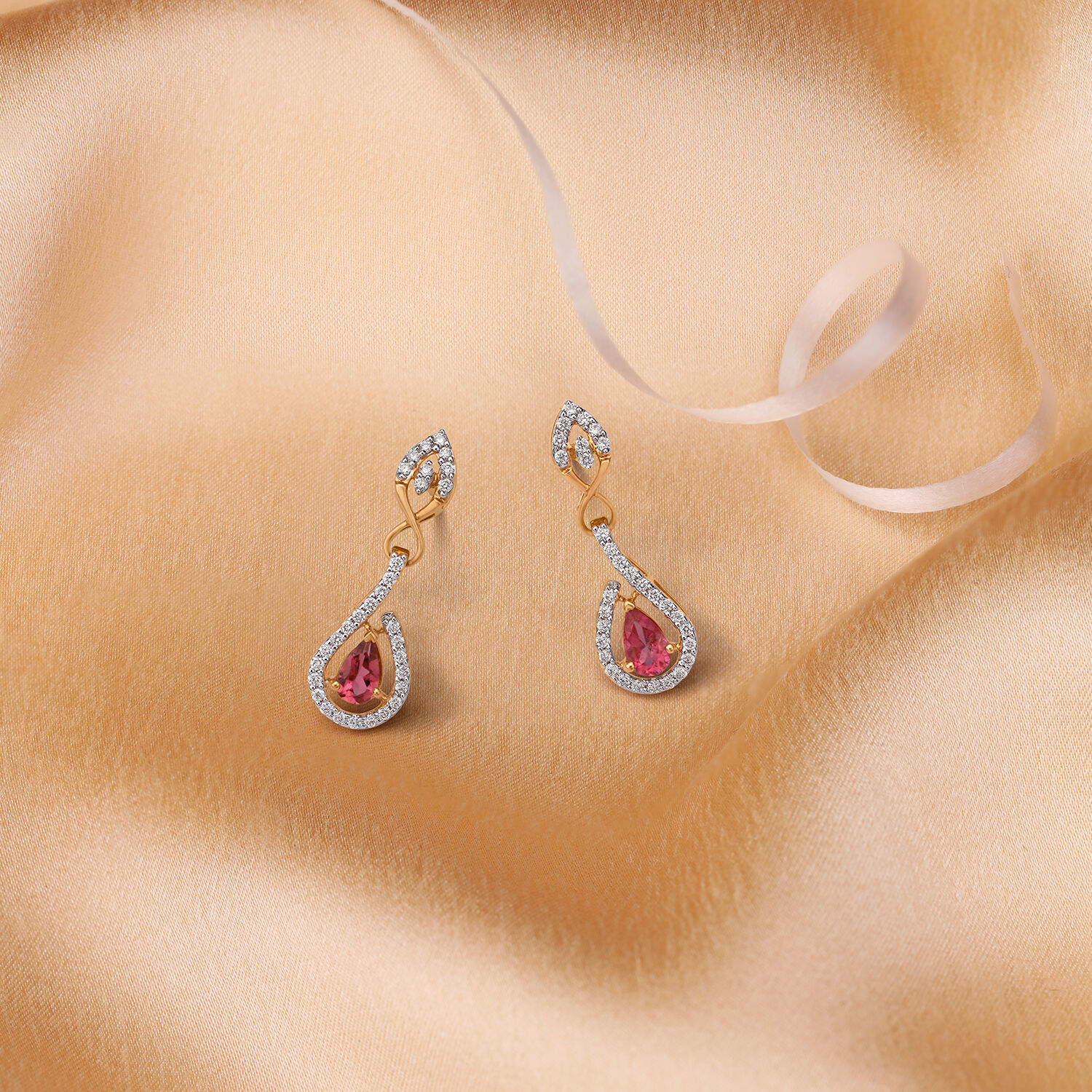 Tanishq ruby diamond earrings top