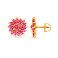 Hypnotic Ruby Floral Round Stud Earrings,,hi-res image number null