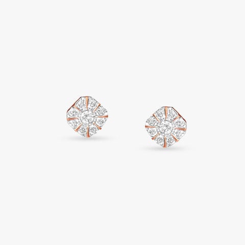 Square Halo Diamond Stud Earrings