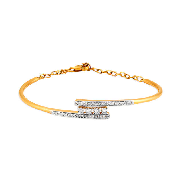 Sleek Sophisticated Gold and Diamond Bangle,,hi-res image number null
