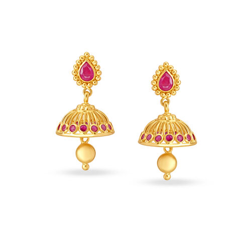 Exuberant Gold Jhumka Earrings