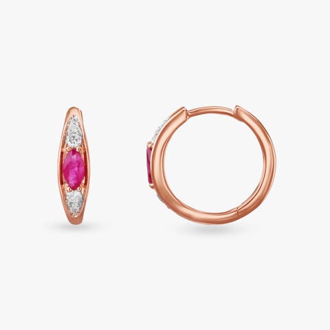 Crimson Glint Diamond Hoop Earrings