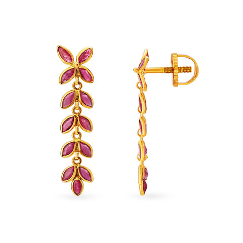 Blooming Ruby Vine Drop Earrings