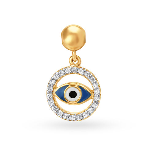 14KT Yellow Gold Evil Eye Charm With Topaz