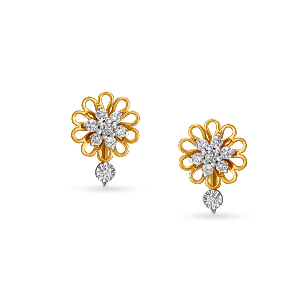 Tanishq white outlet gold earrings