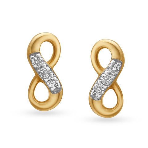 Infinity Diamond and Gold Stud Earrings