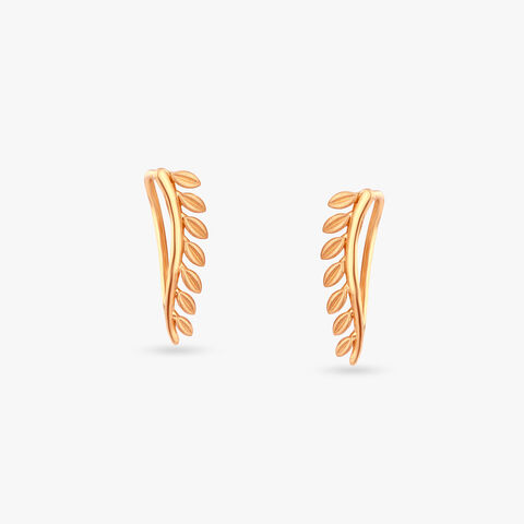 Leaf Trail Gold Stud Earrings
