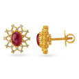 Intriguing 18 Karat Yellow Gold And Diamond Artsy Flower Stud Earrings,,hi-res image number null