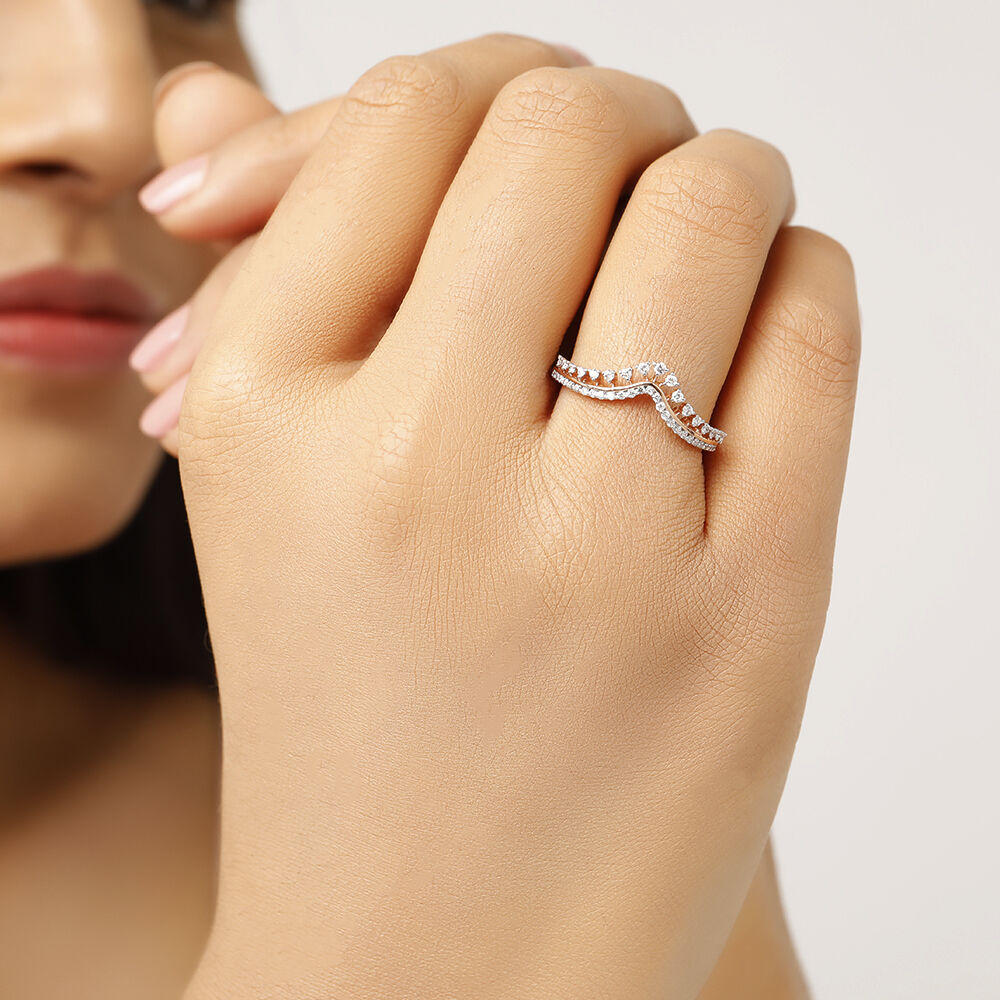 18KT Rose Gold Diamond Studded Vanki Ring