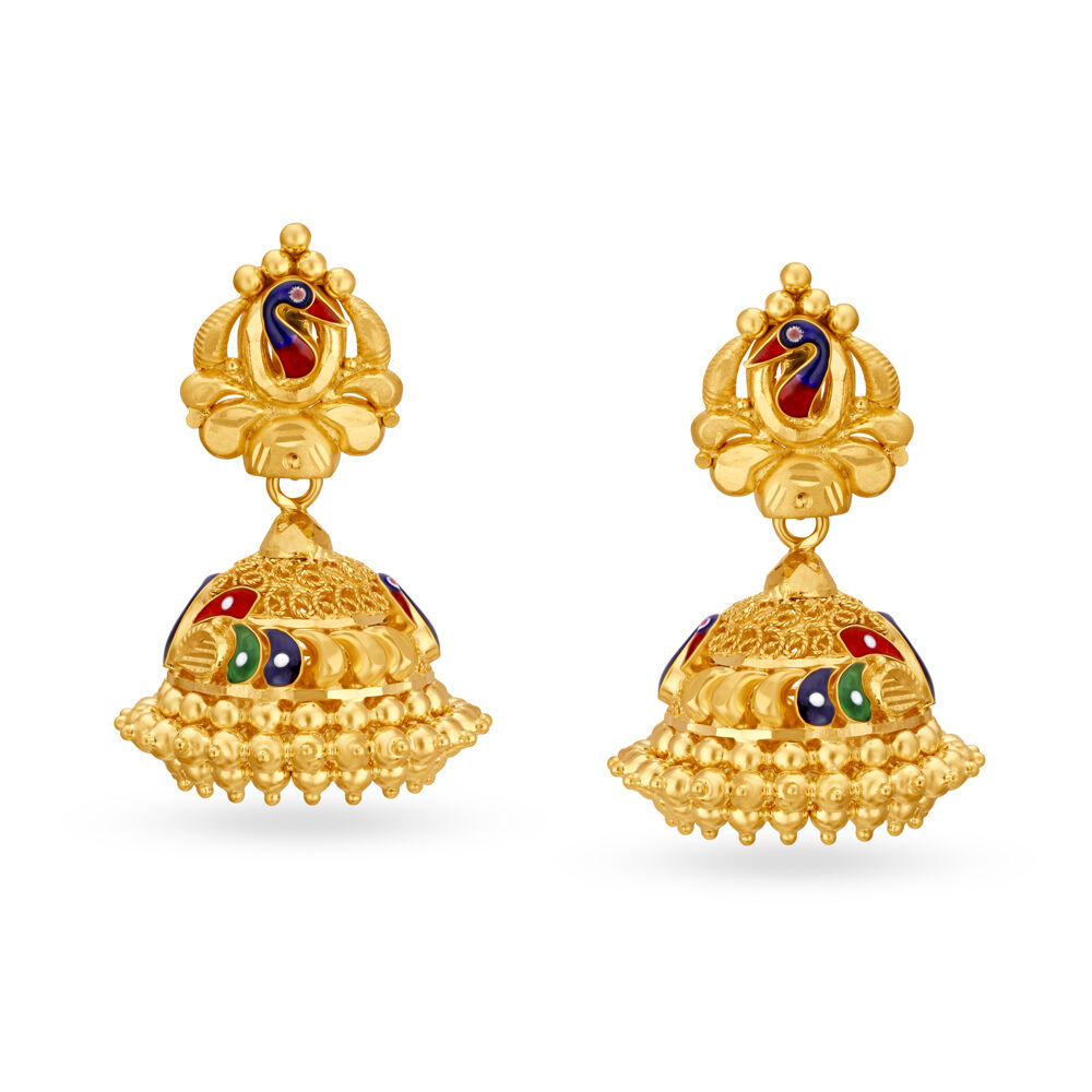 Gold jhumkas online tanishq on sale