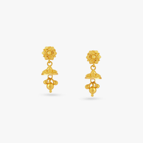 Sunlit Bloom Gold Jhumka Earrings for Kids