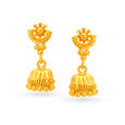 Traditional 22 Karat Yellow Gold Beaded Floral Jhumkas,,hi-res image number null