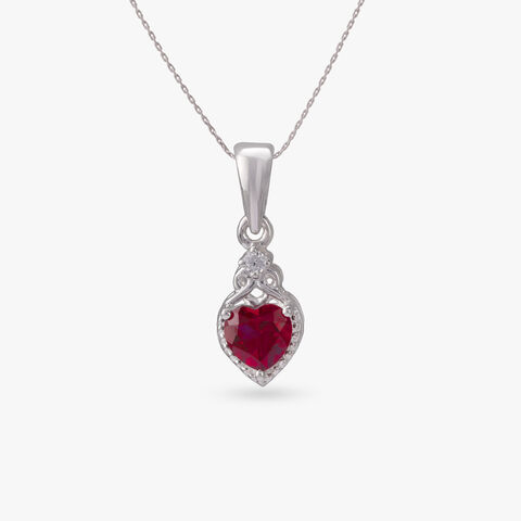 Crimson Heart Silver Pendant and Earrings Set