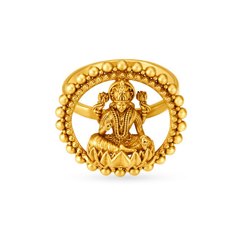 Goddess Laxmi Rawa Work Finger Ring