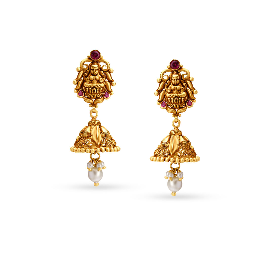 Yellow Chimes Traditional Jhumka/Jhumki Earrings Temple Jewellery –  GlobalBees Shop