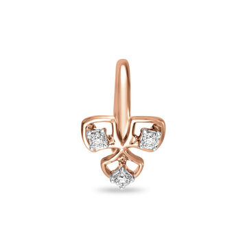 14 KT Rose Gold Petite Nose Pin with Studded Diamonds