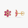 Shimmering Ruby Sunflower Pendant with Chain and Earrings Set,,hi-res image number null