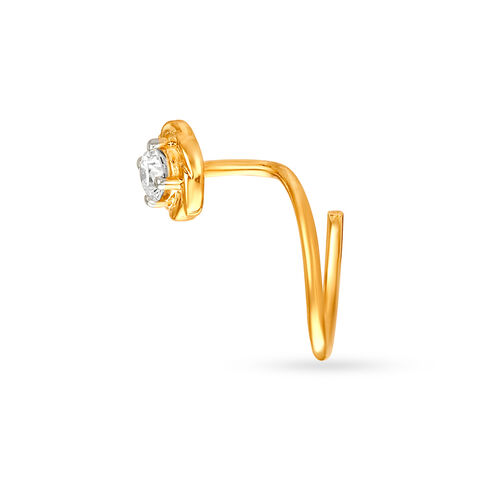 Rose Inspired Gold and Diamond Nose Pin