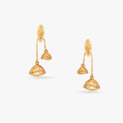 Radiant Harmony Gold Jhumka Earrings