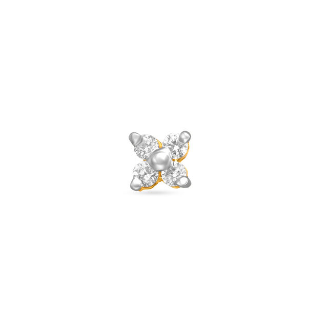 Chic Brilliant Gold and Diamond Nose Pin,,hi-res image number null
