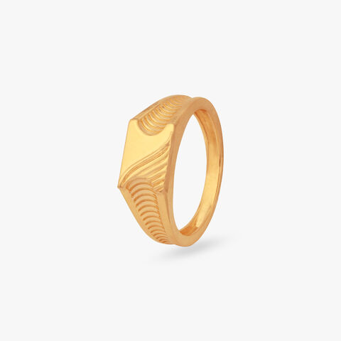 Statement Ripple Gold Ring for Men