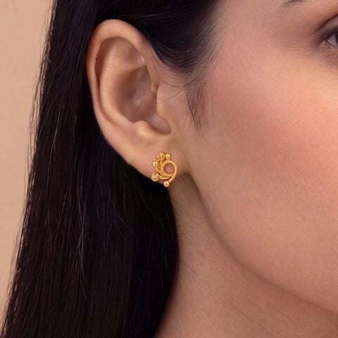 Twinkling Orbit Gold Stud Earrings