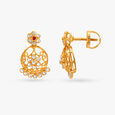 Alluring Floral Ruby Drop Earrings,,hi-res image number null