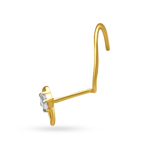 Leaf Inspired Gold and Diamond Nose Pin
