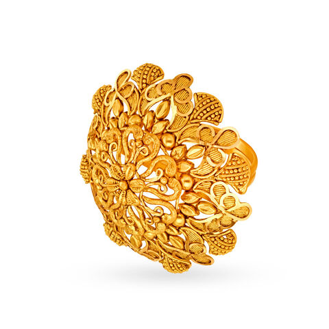 Lavish 22 Karat Yellow Gold Floral Statement Ring