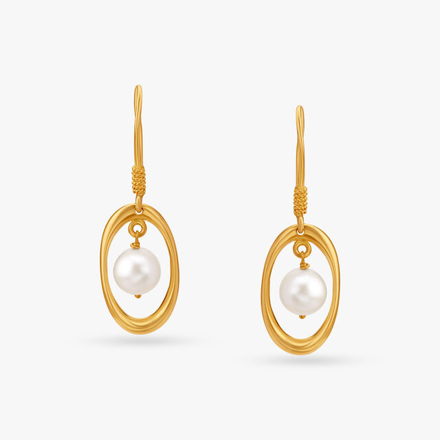 Minimal Pearl Hoop Earrings,,hi-res image number null