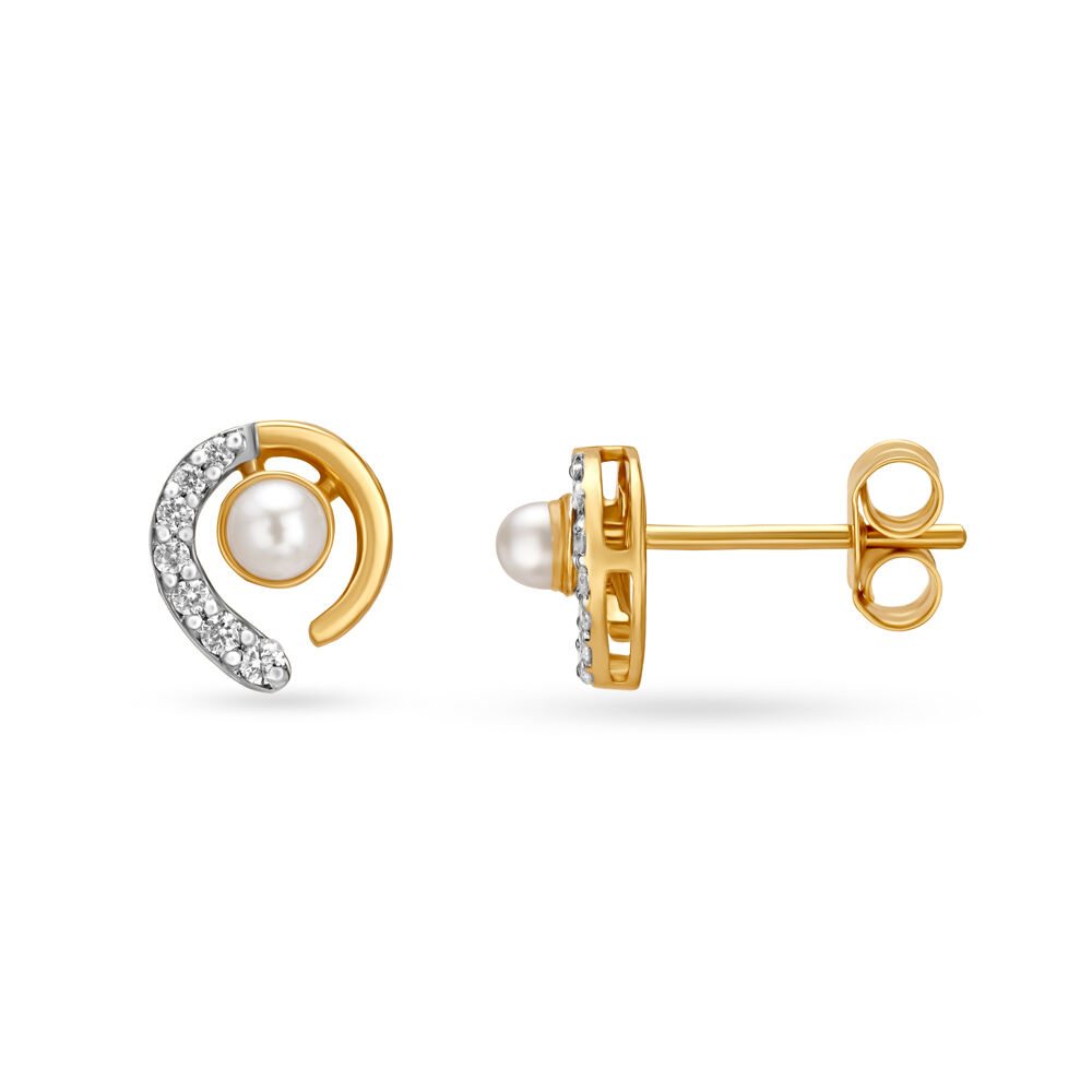 Pearl studs tanishq sales