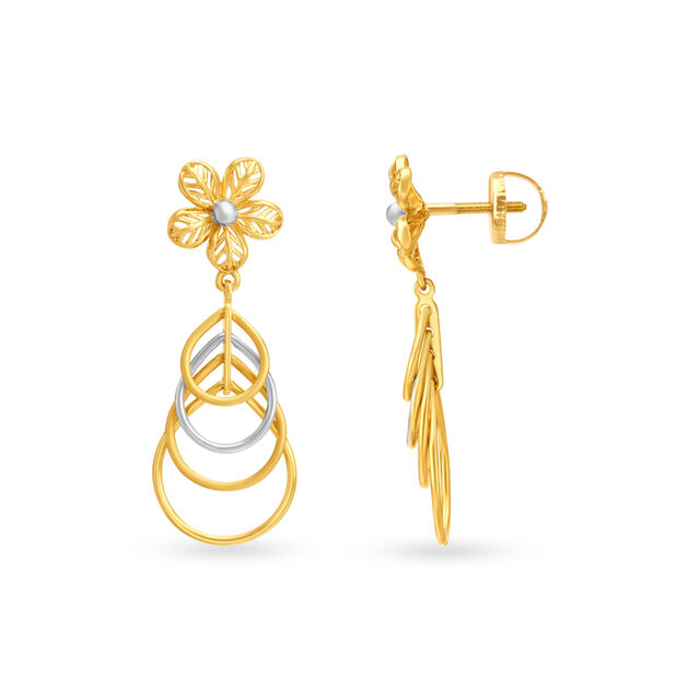 Hypnotising Floral Gold Drop Earrings,,hi-res image number null