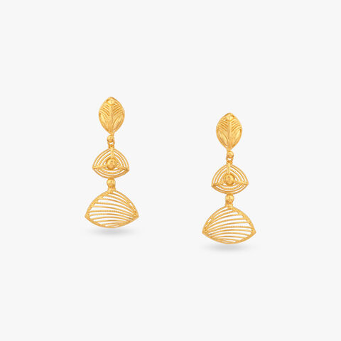 Fan Cascade Gold Drop Earrings
