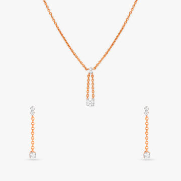 Slender Glow Diamond Pendant with Chain and Earrings Set