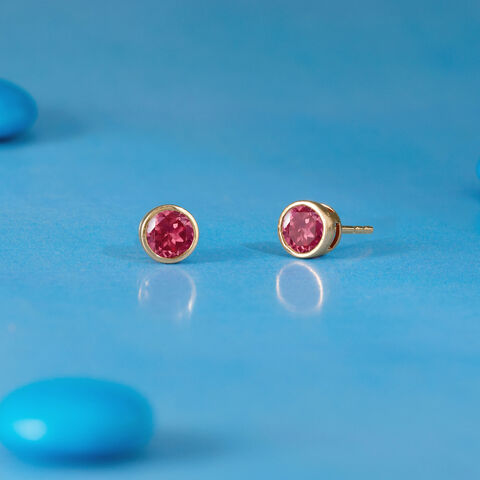 Modern Refined Ruby Gold Stud Earrings